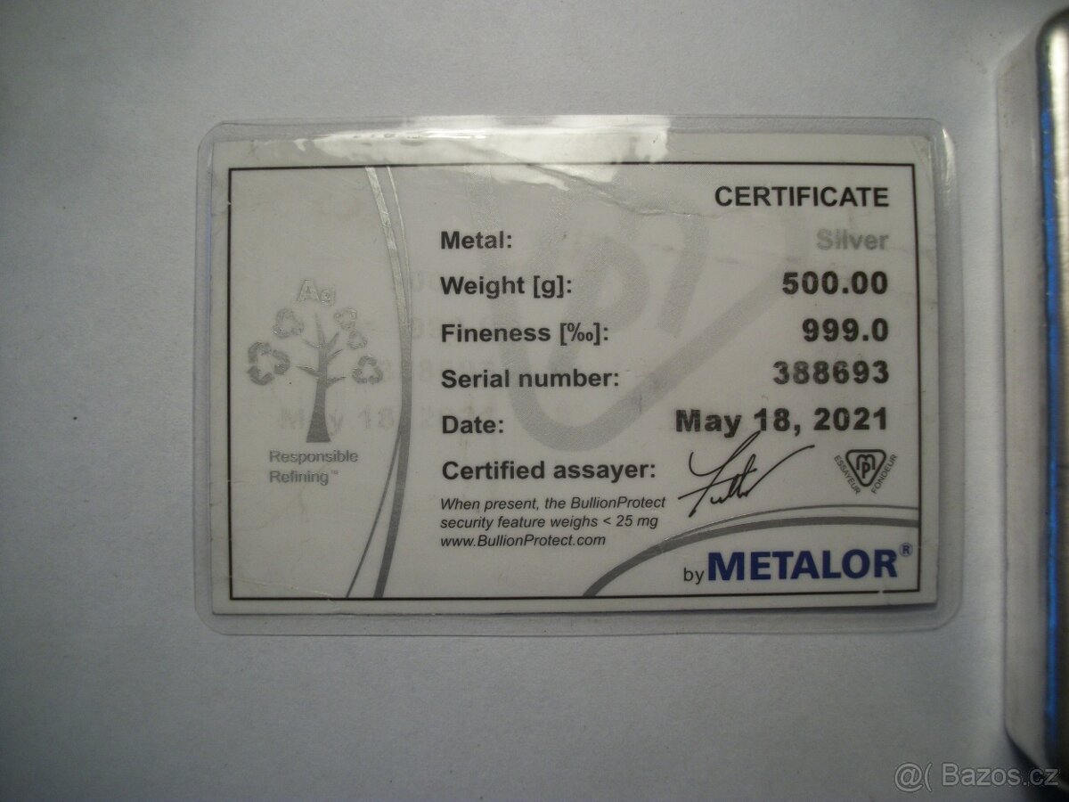 500g investiční stříbrný slitek | Metalor - 2