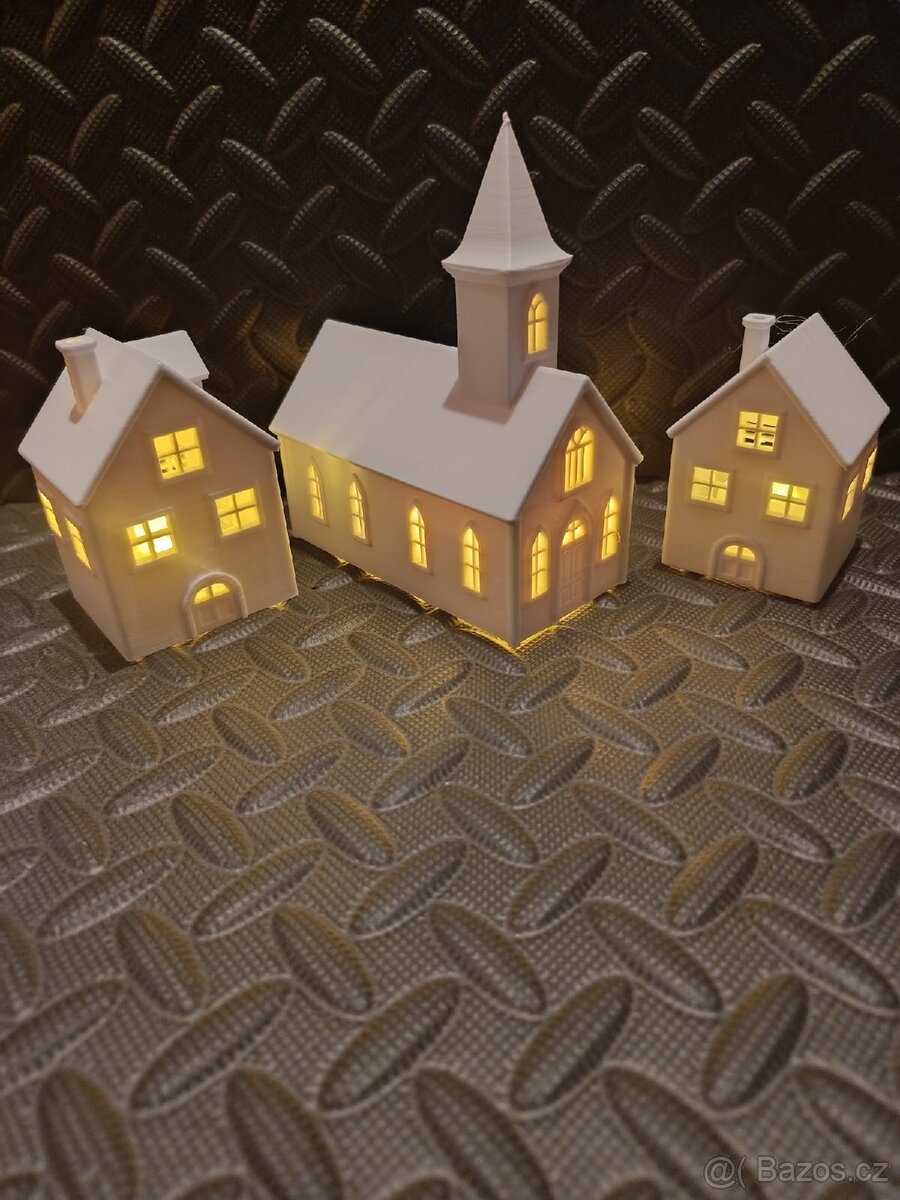Vánoční svítící dekorace. Vánoční vesnice 7, 8, 13 cm. - 2