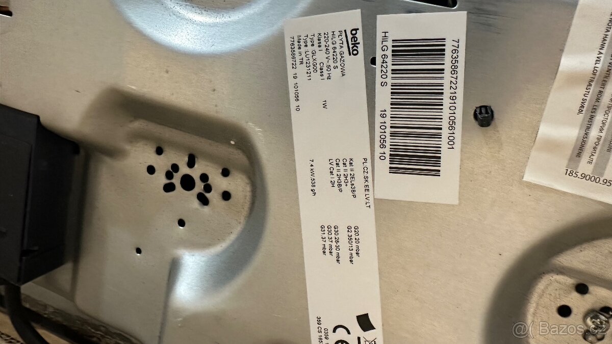 Plynová varná deska Beko HILG 64220 S – sklo – 4 hořáky - 2