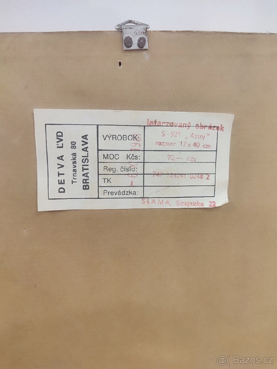 STARÝ RETRO INTARZOVANÝ OBRAZ - OBRÁZEK KVĚTIN - 2