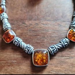 3 dílná Jantarová sada ve stříbře - 2