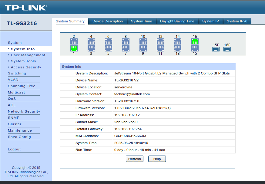 Switch TP-Link JetStream L2 Managed model TL-SG3216 16x1Gbit - 2