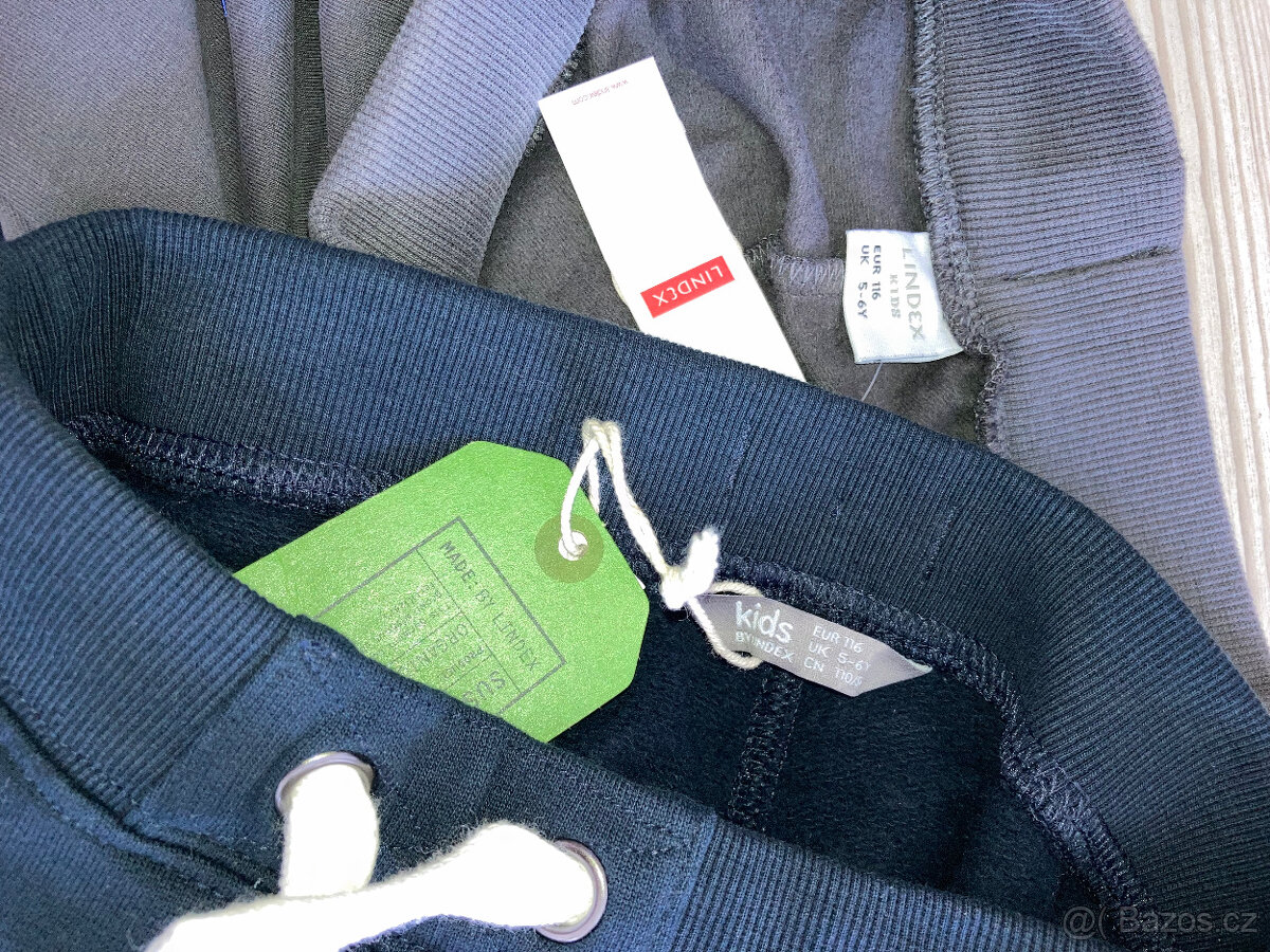 2x tepláky a šortky Lindex, v. 116 NOVÉ - 2