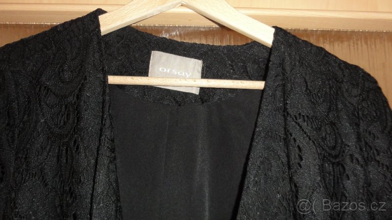 Volně spuštěné krajkované černé sako Orsay vel.36 - 2