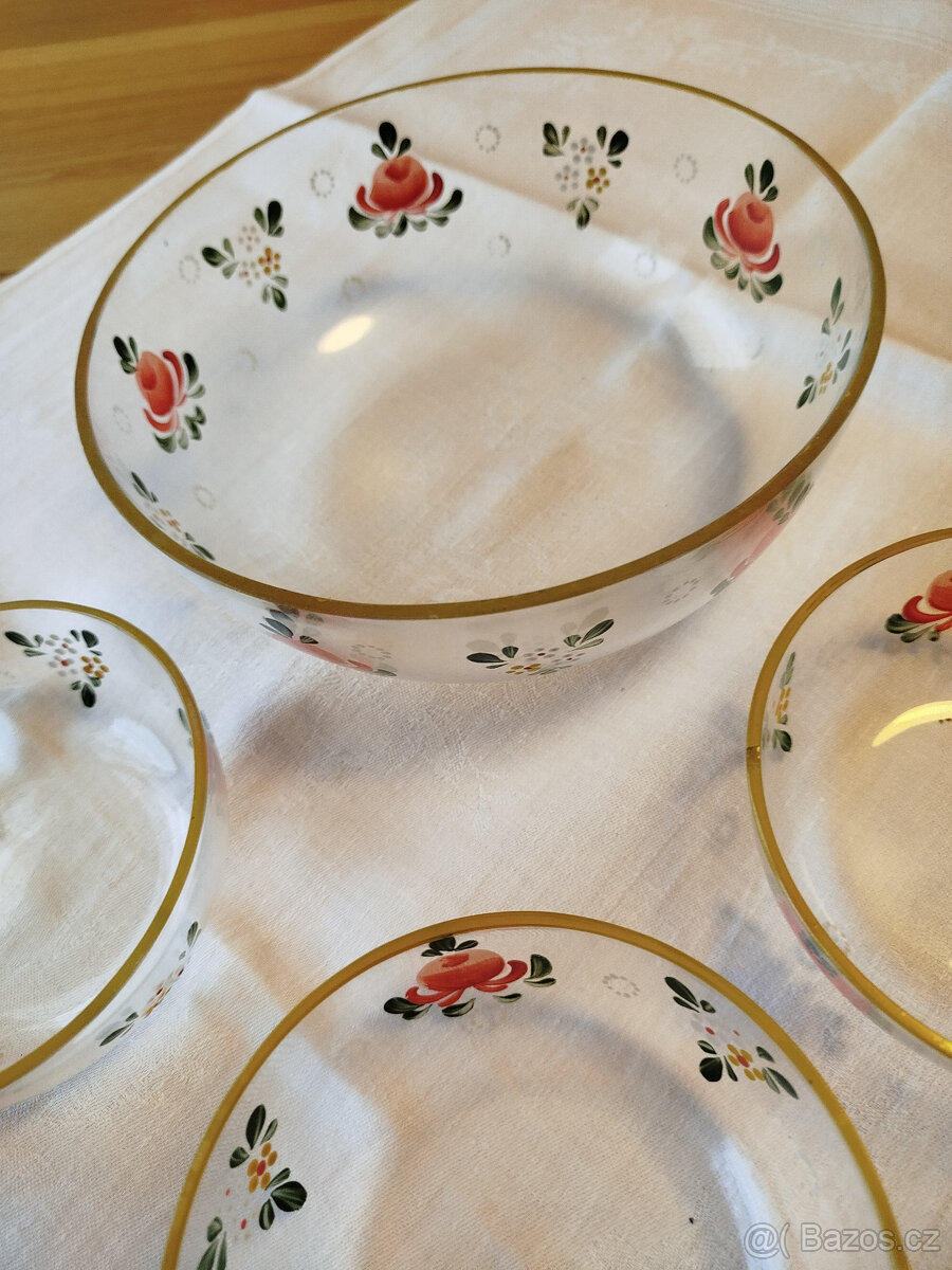 staré ručně malované skleněné misky - 2