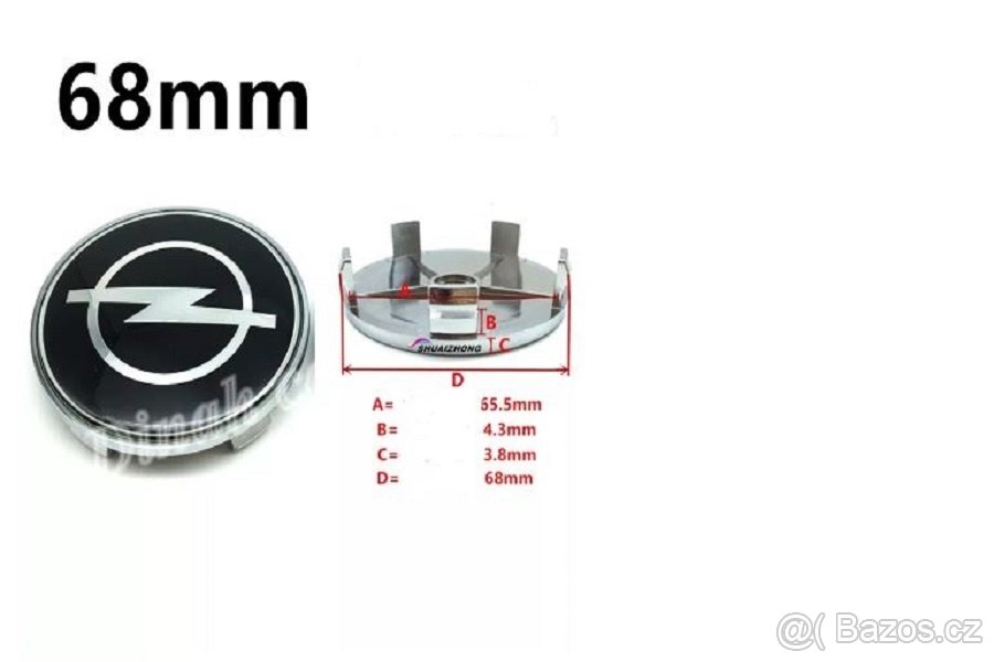 středové krytky opel 4x 68 mm - 2