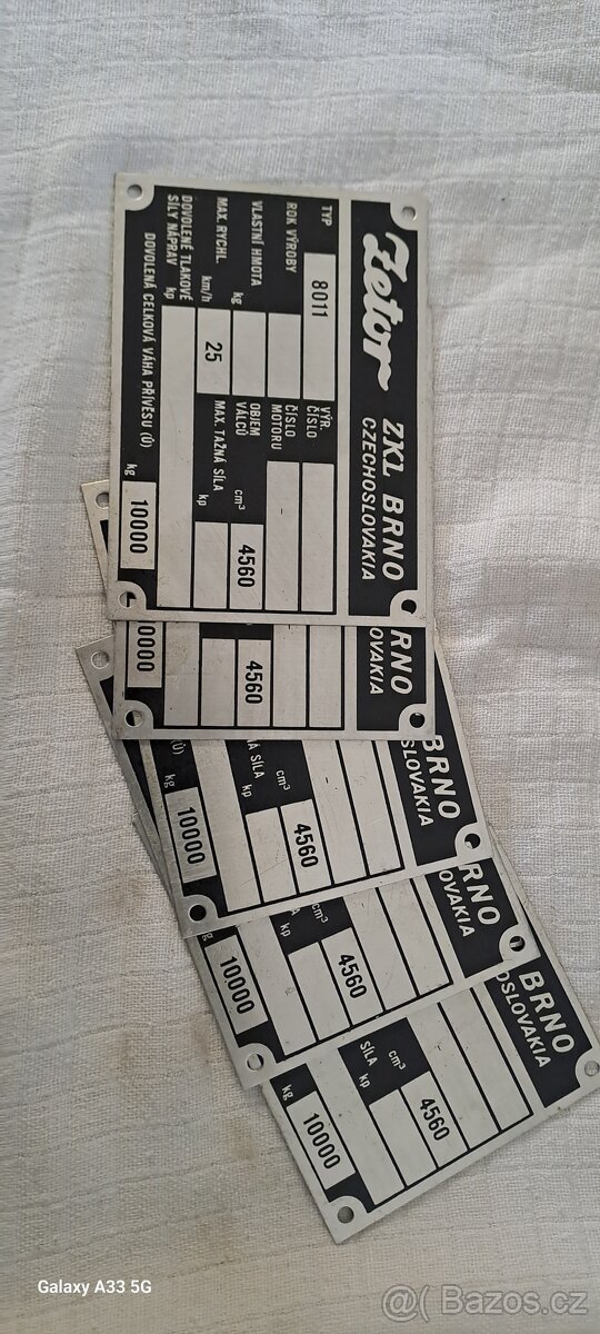 Výrobní štítek Zetor ZKL - 2