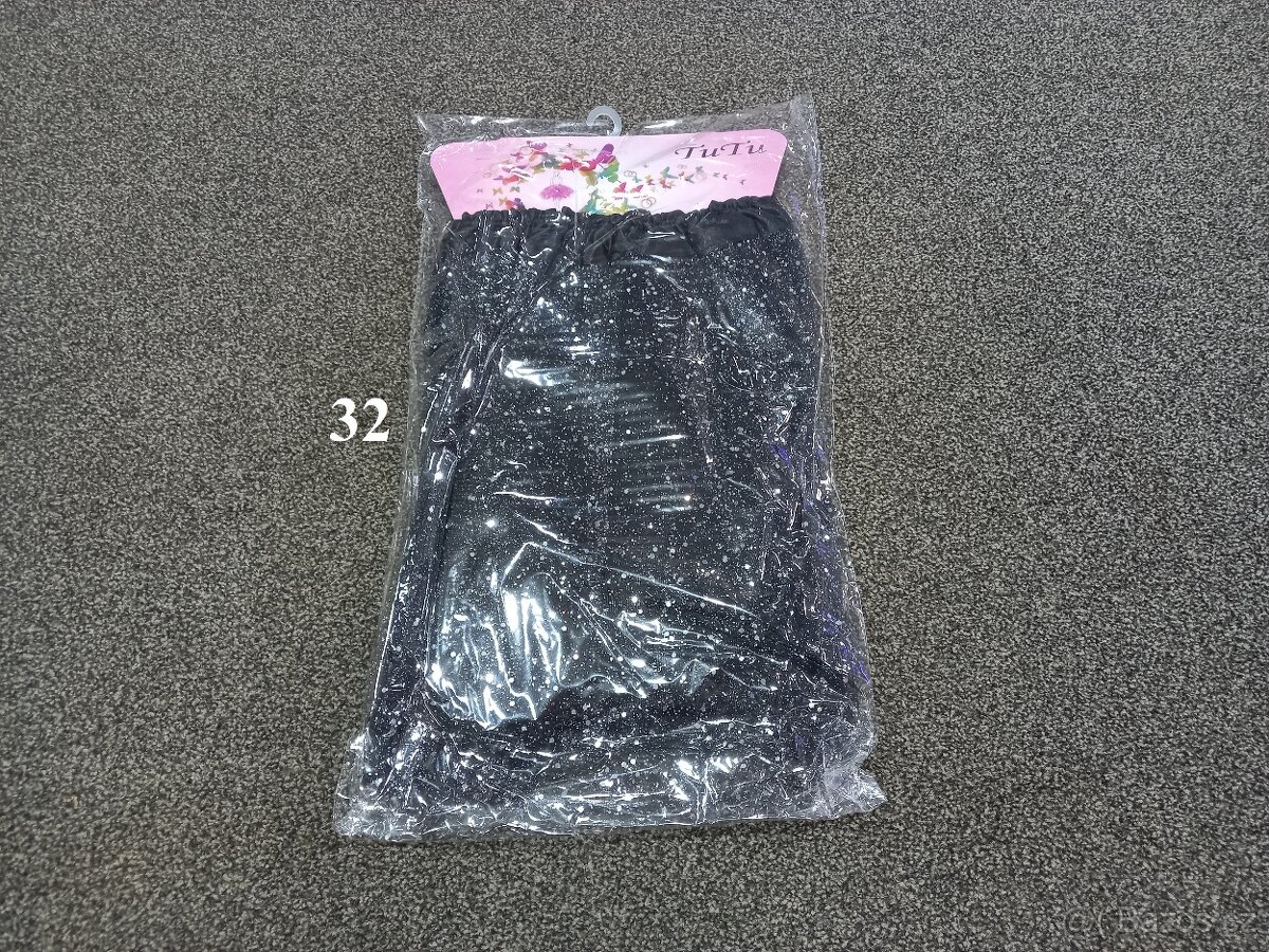 Tylová tutu sukně, cca 7-11 let, černá s flitry - 2