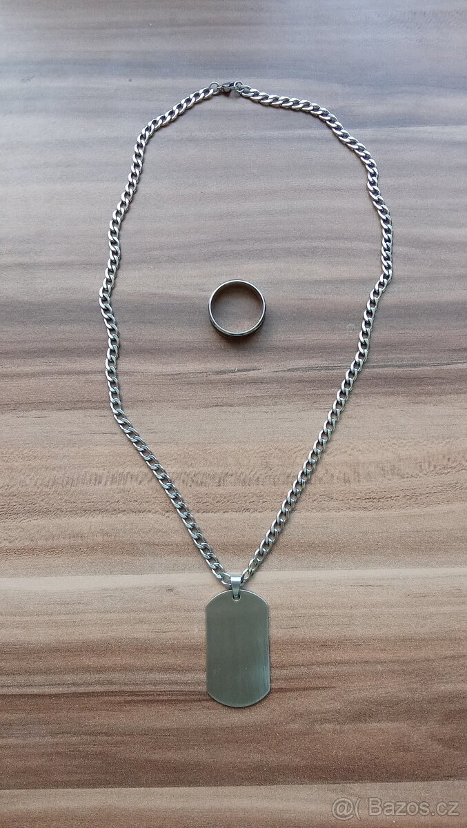Pánský řetízek s přívěskem + prsten - 2