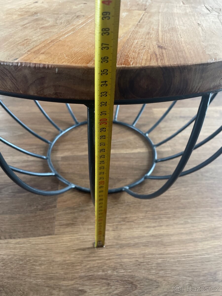 Designový konferenční stolek – masivní dřevo a kov - 2