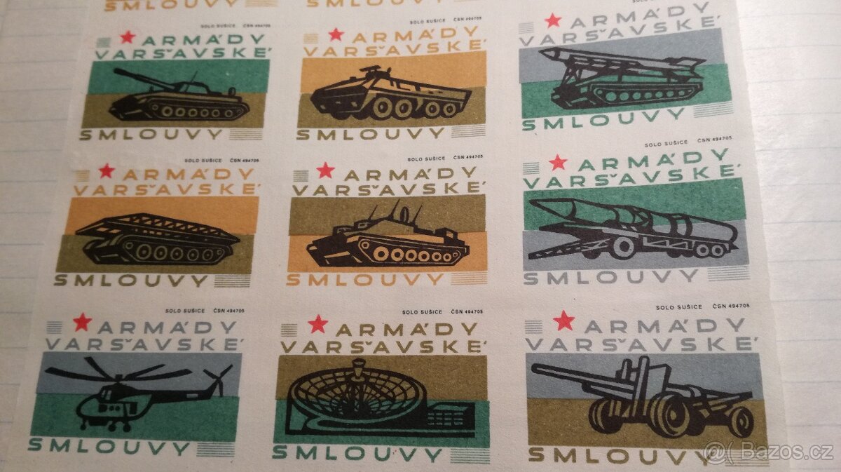 Sbírka vyobrazení zbraní Varšavské smlouvy na zápalkách - 2