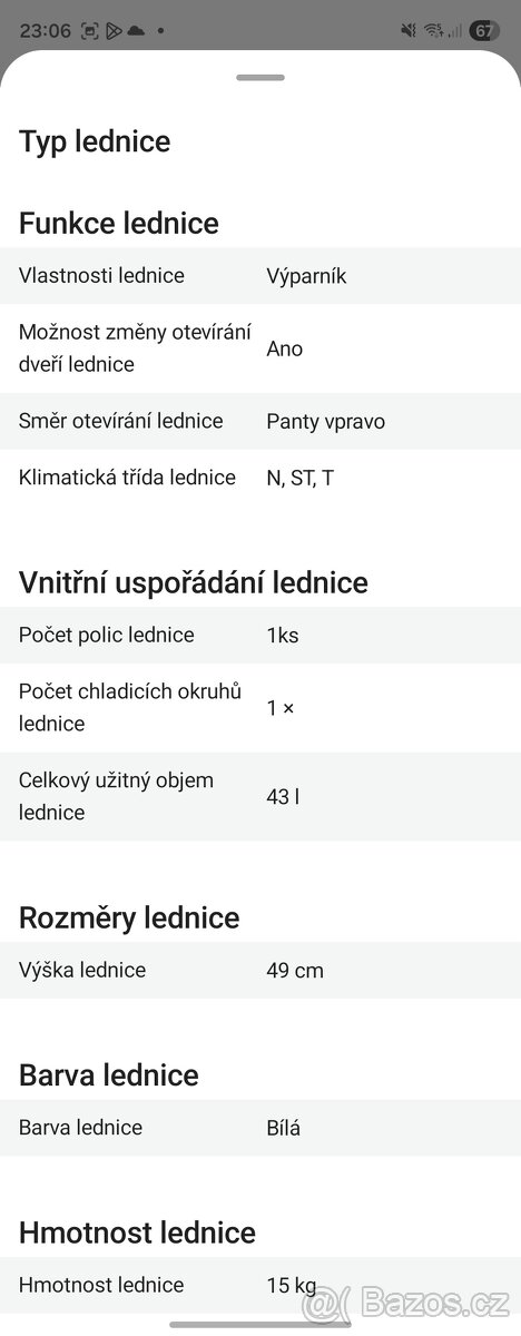 Malá lednice COMFEE RCD76WH1 - 2