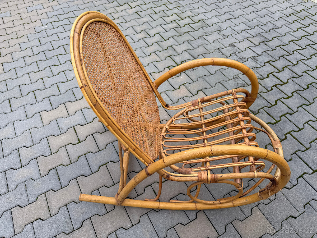 Luxusní, retro, přírodní ratanové houpací křeslo - 2