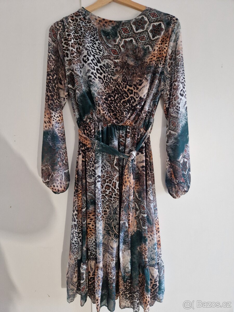 Dámské barevné elastické šaty velikost L - 2