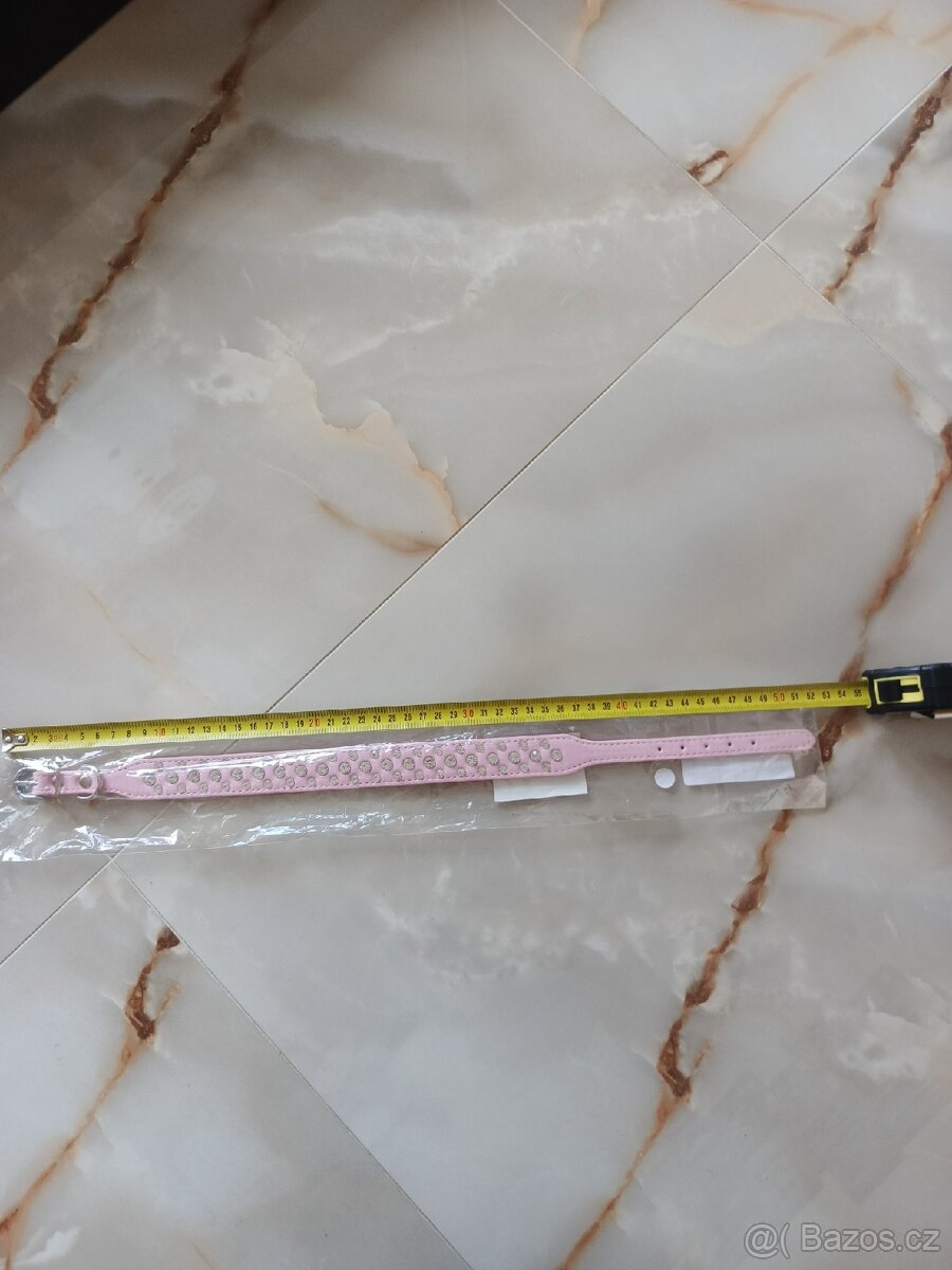 Obojek pro psa , růžový s kamínky - 2