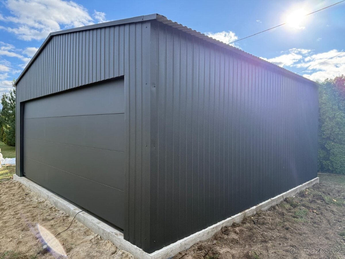 Plechová garáž 6x6 m - 2