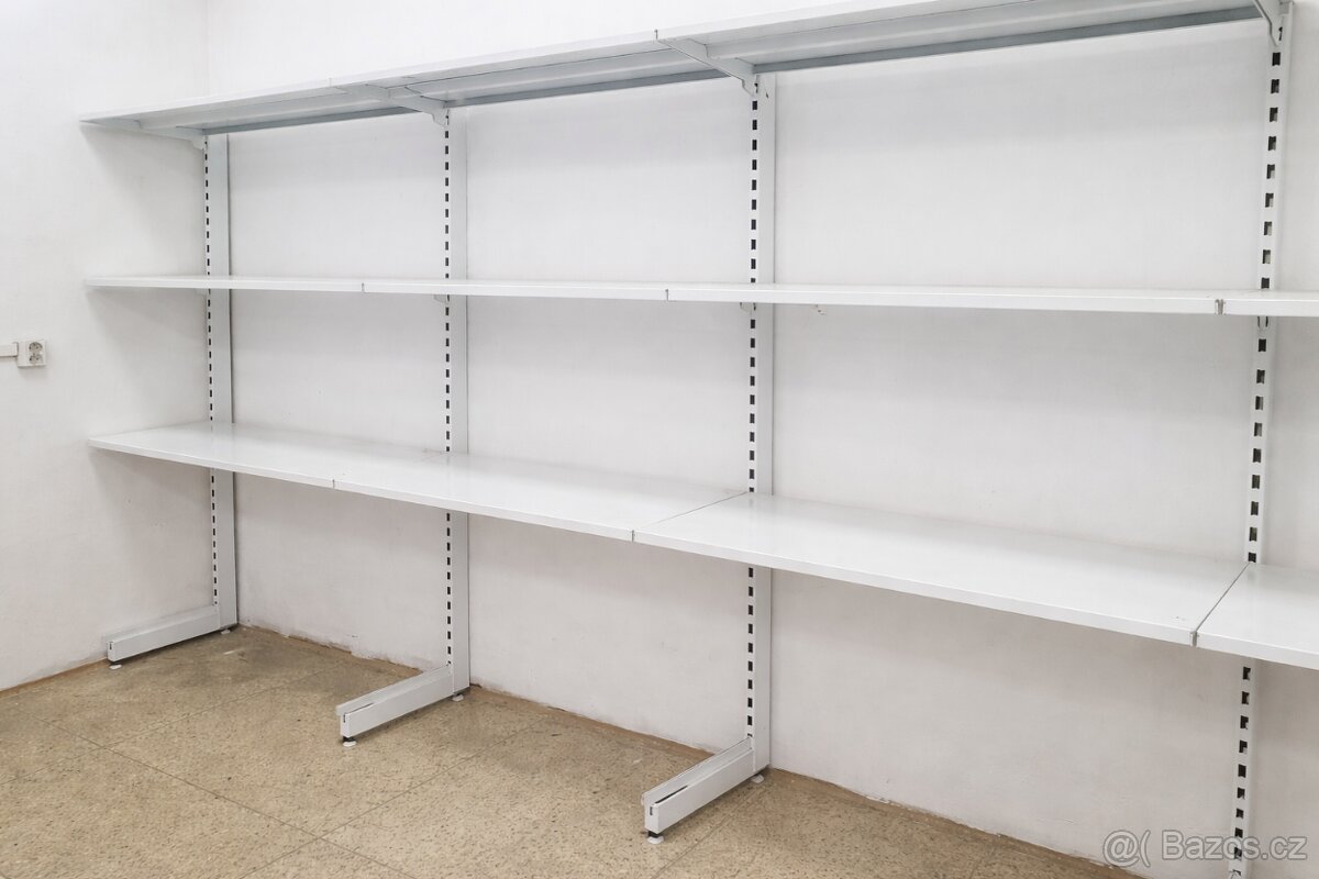 Kovový regál s policemi – bílé, modulární provedení - 2