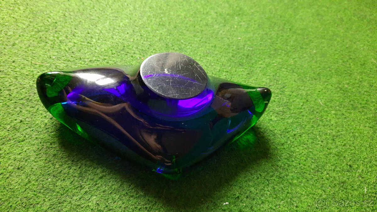 Modro-zelený skleněný popelník - 2