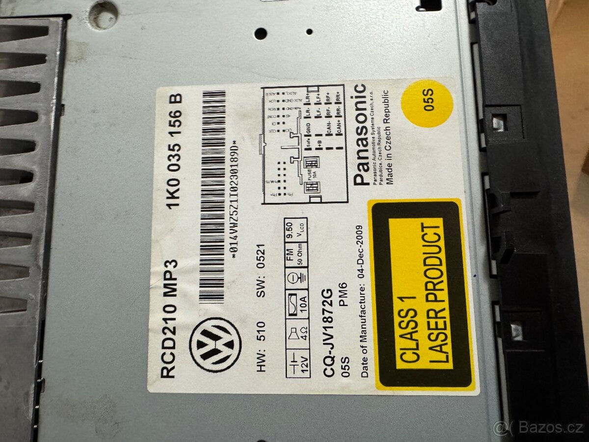 VW autorádio RCD210 - 2