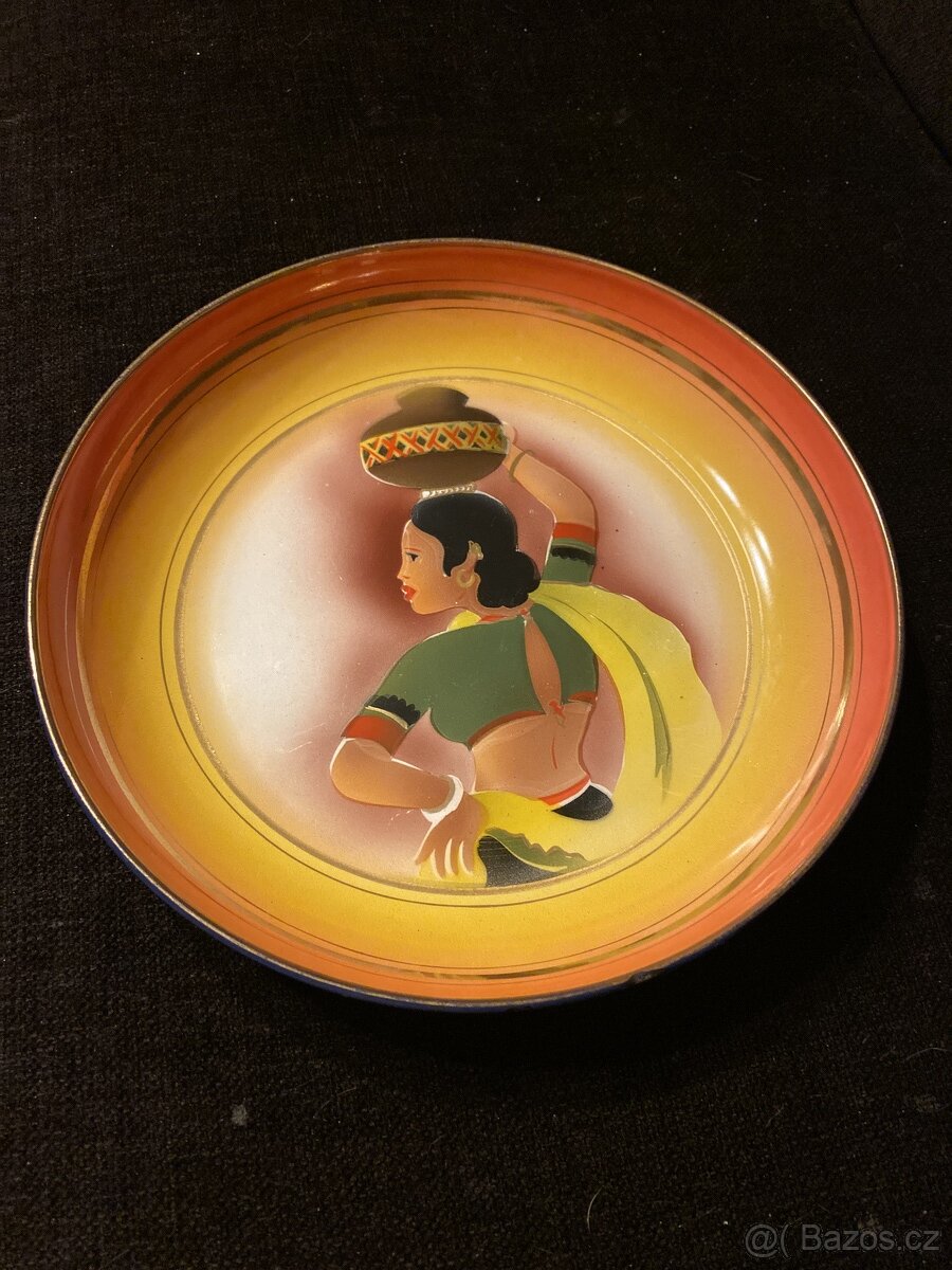 Starožitný velký smaltovaný talíř/mísa - 2