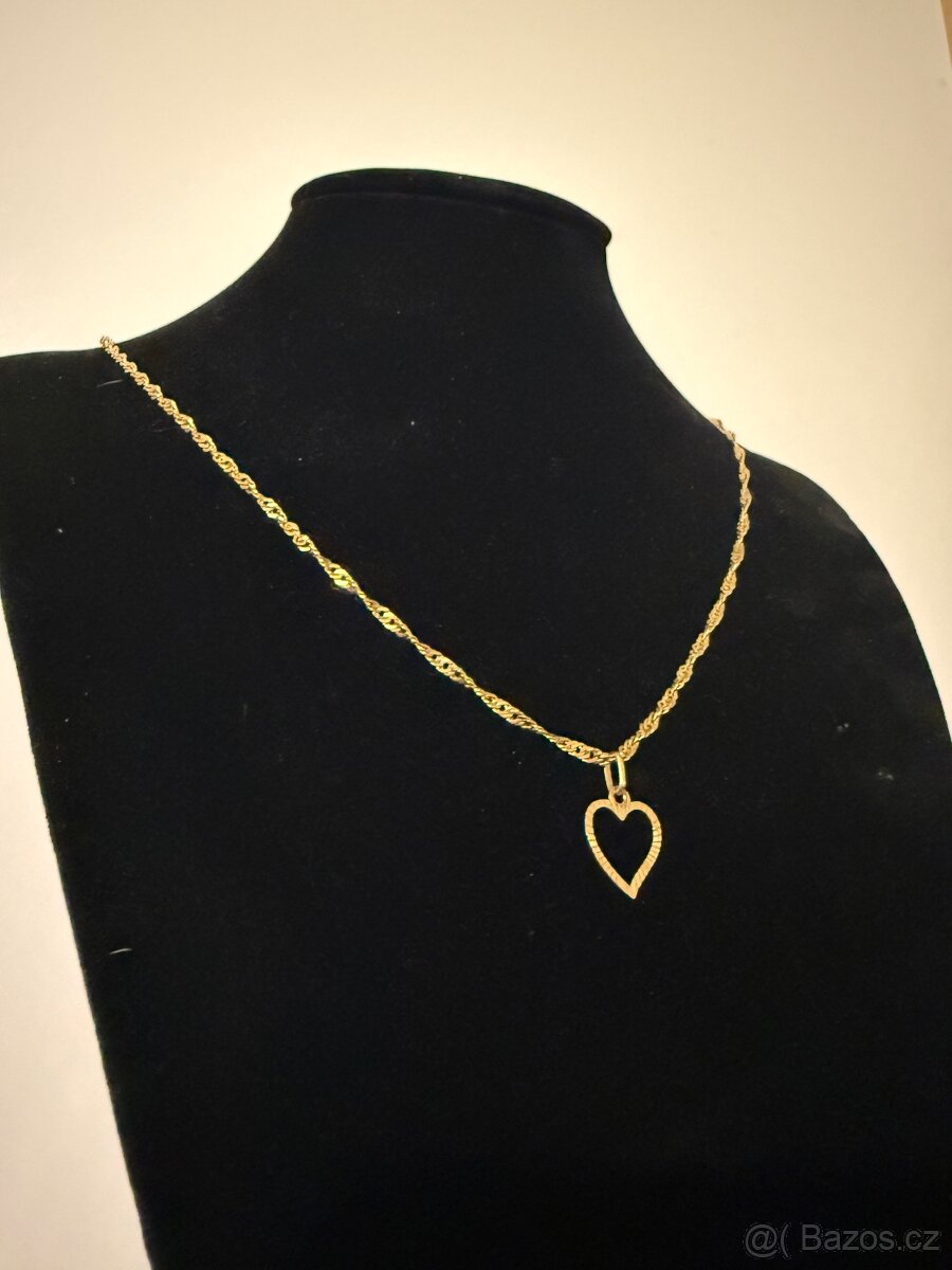 Zlatý řetízek se srdíčkem 5,37g 585/1000 - 2