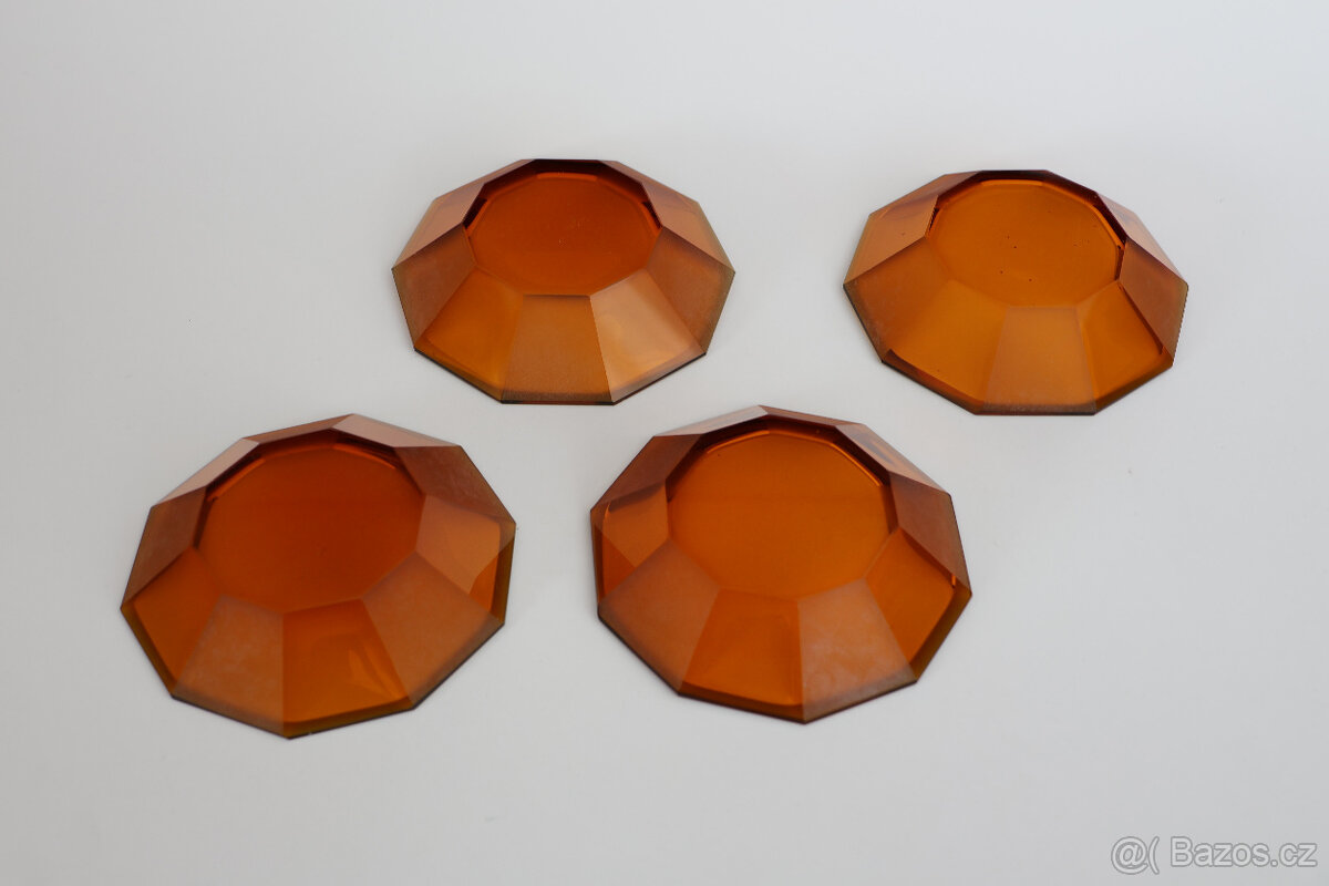 talířky ambrové sklo art deco tácek miska talíř - 2