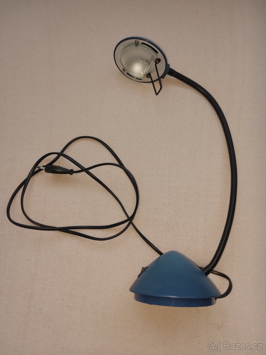 Stolní lampička modrá, kovová, ohebná - 2