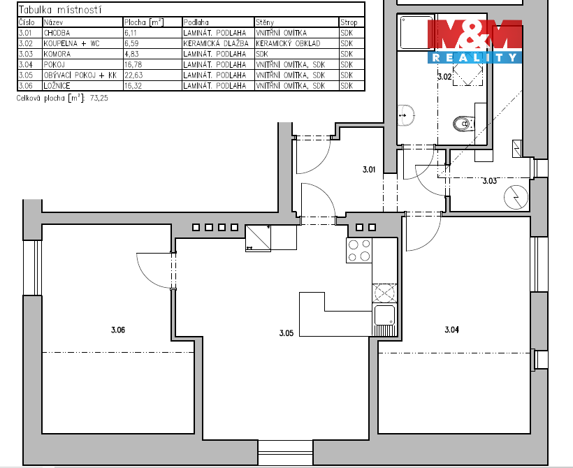Prodej bytu 3+kk, 73 m², Praha, ul. Žabovřeská - 2