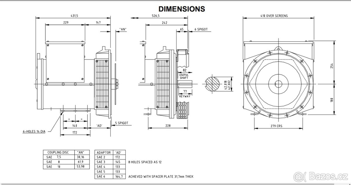 STAMFORD 3-fázový generator proudu 25KVA - 2