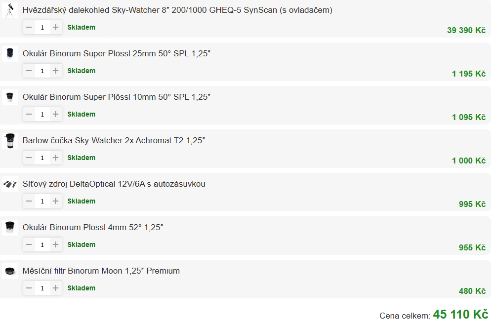 Hvězdářský dalekohled Sky watcher 200P - 2