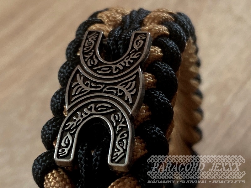 Paracord náramek (20 cm) black - coyote - 2