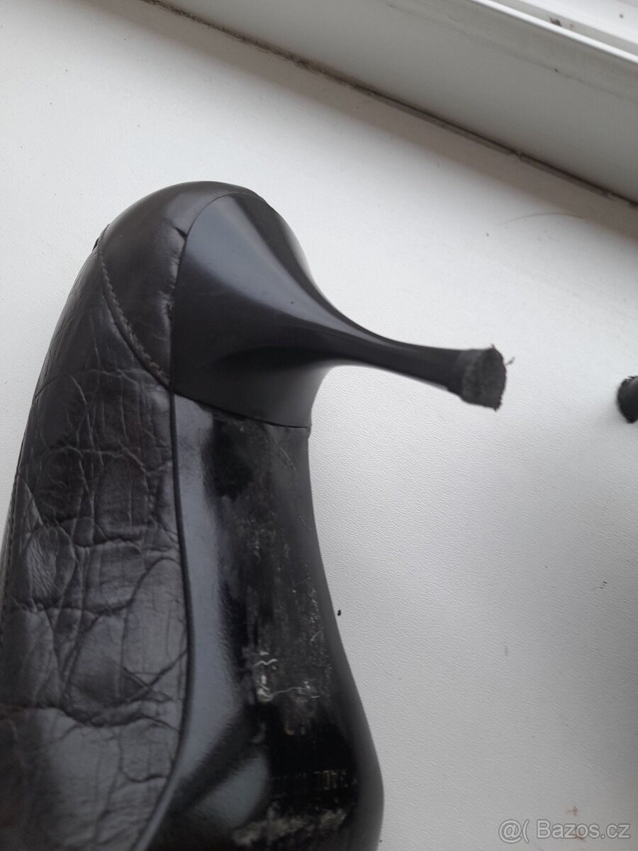 Lodičky kožené tmavé hnéde č.37 italky - 2