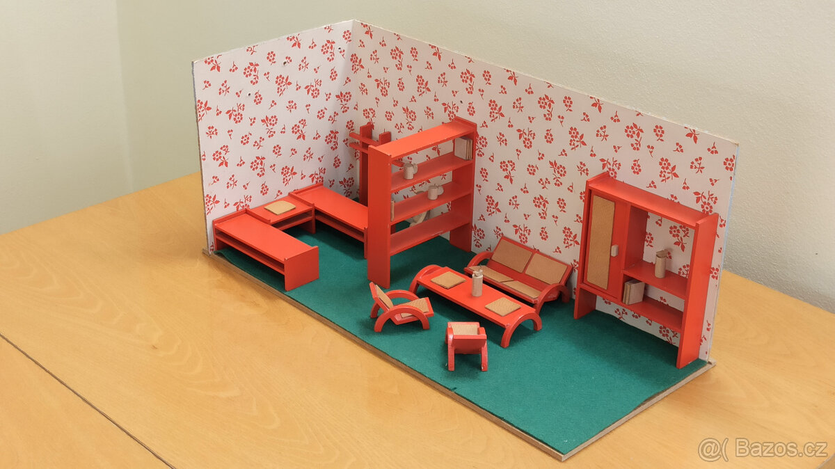 Dřevěný obývací pokojíček pro panenky - 2