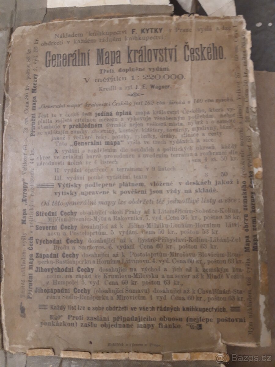 Mapa východních Čech Království českého r.v.1897 - 2