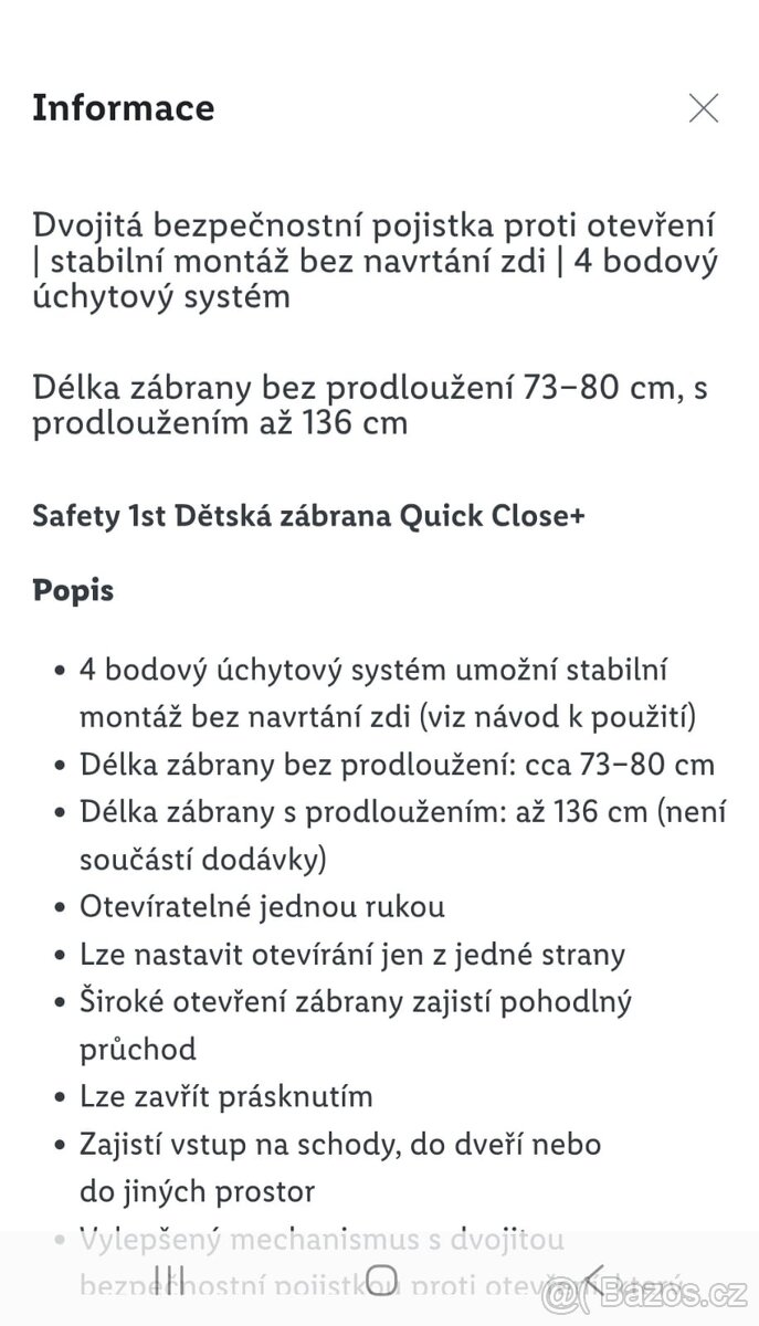 Dětská zábrana Quick Close + 2x prodloužení - 2