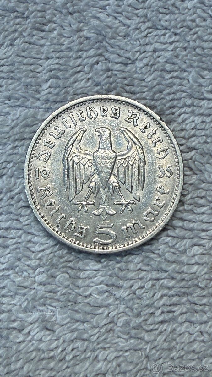 Stříbrná mince Německo – 5 Reichsmark 1935 (Paul von Hindenb - 2