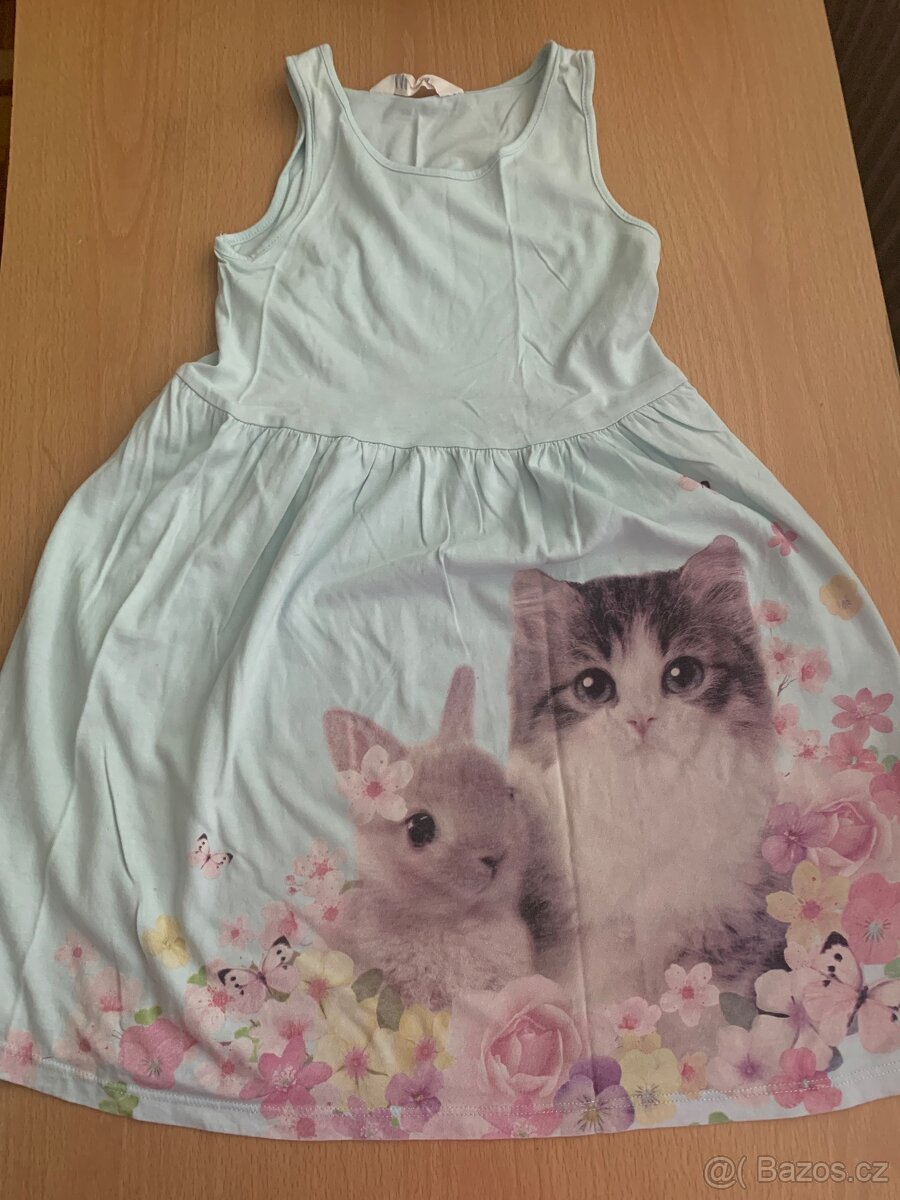 Letní šaty H&M š kočkou,králíčkem - 2