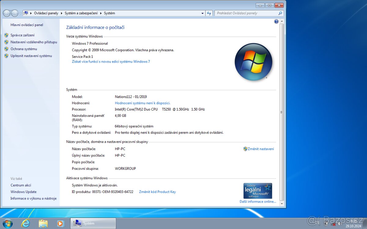 HP notebook starší - 2