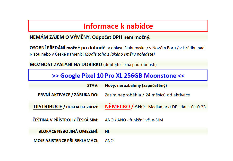 Google Pixel 10 Pro XL 256B Moonstone NEROZBALENÝ - 2