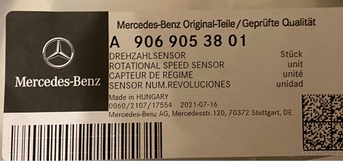 Snímač rychlosti MB Sprinter A9069053801 - A9069053701 - 2