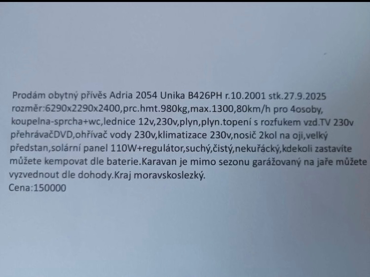 Obytný přívěs Adria - 2