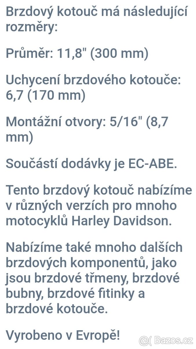 Harley davidson brzdový kotouč - 2