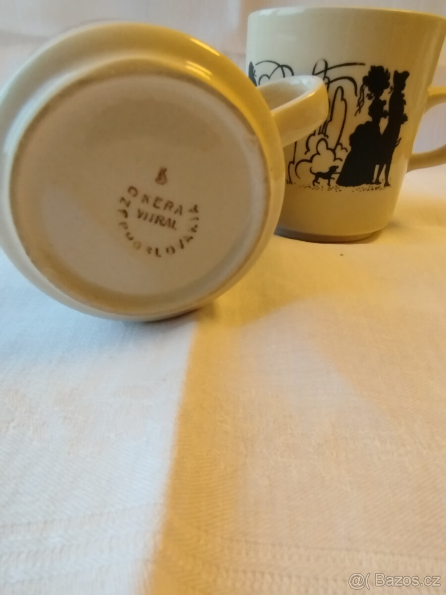 retro keramické hrnky 1/4 litru rokoko - 2