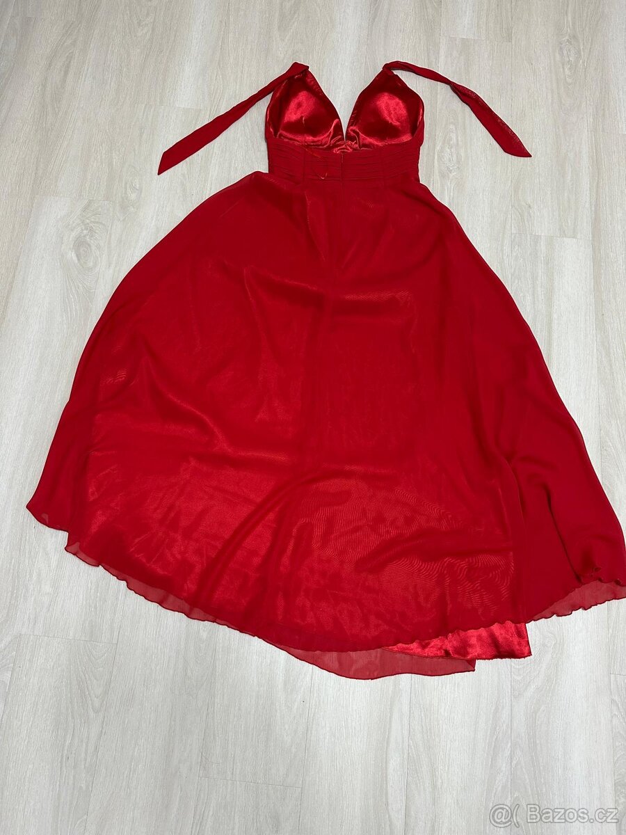 Dlouhé červené společenské dámské šaty, velikost 36/38 - 2