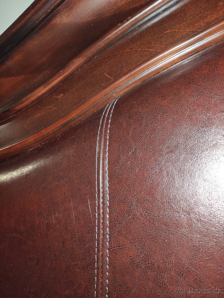 Masivní čelo za postel dřevo+ kůže - 2