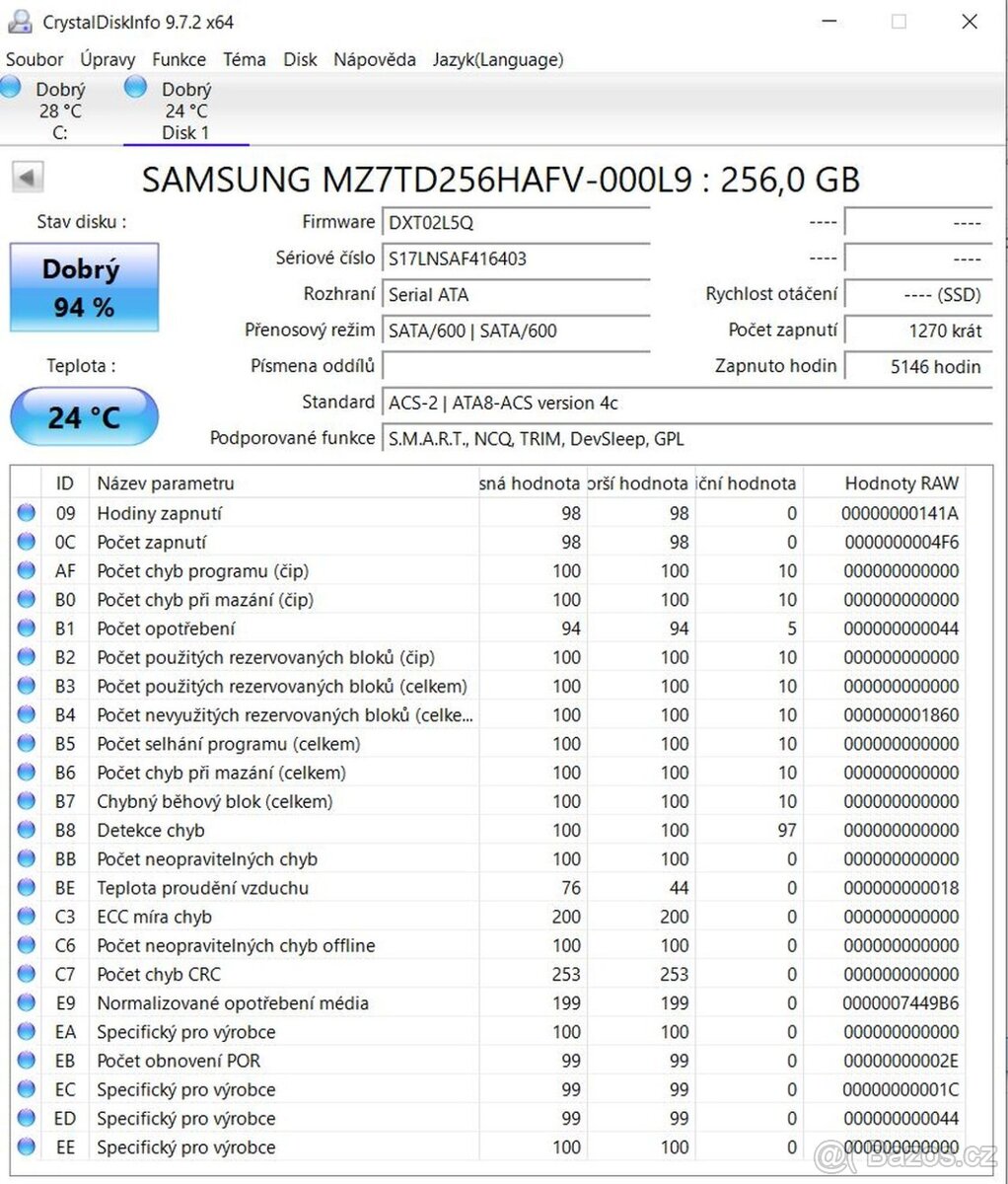 SSD disk Samsung 2.5" - 256GB SSD - 2