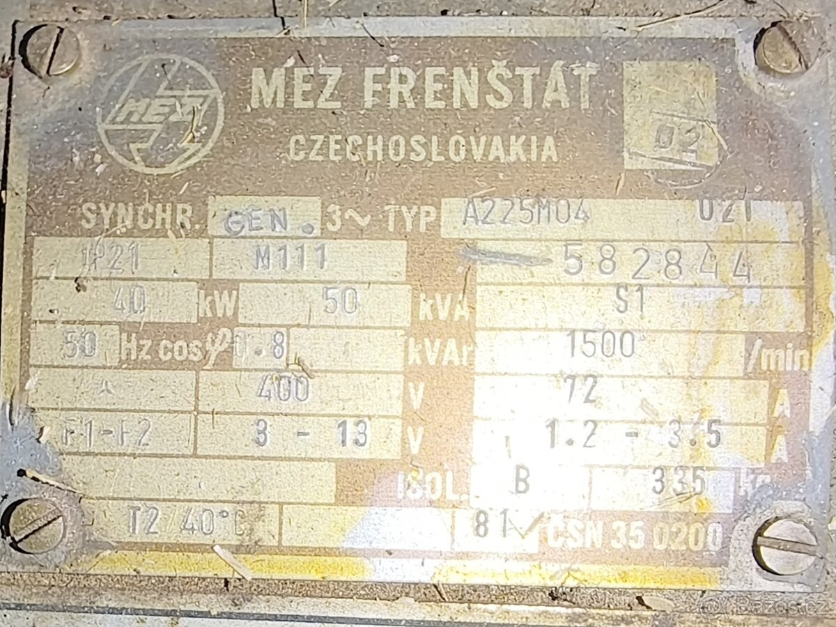 ČKD - MEZ FRENŠTÁT 50 KVA generátor elektro - 2