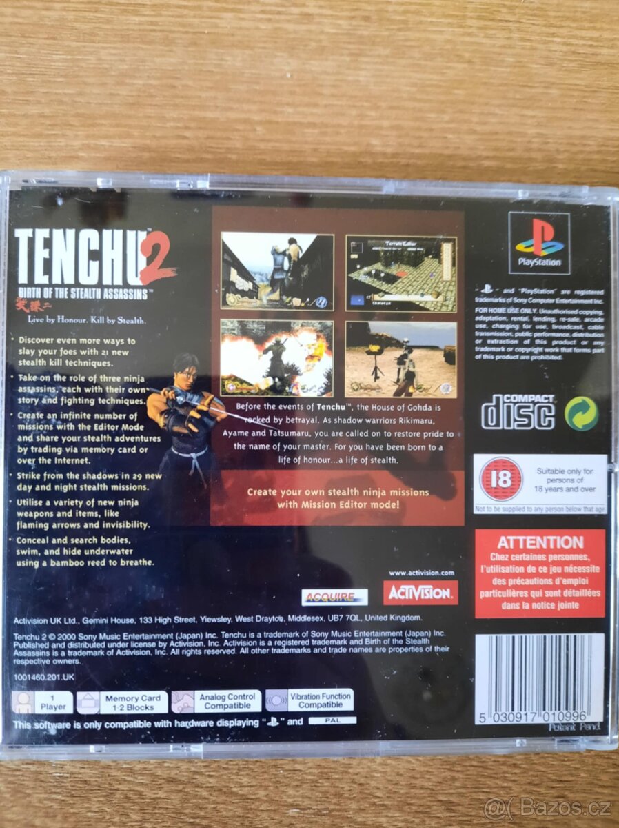 Tenchu 2 PAL PLAYSTATION 1 PS ONE PSX PS 1 - 2