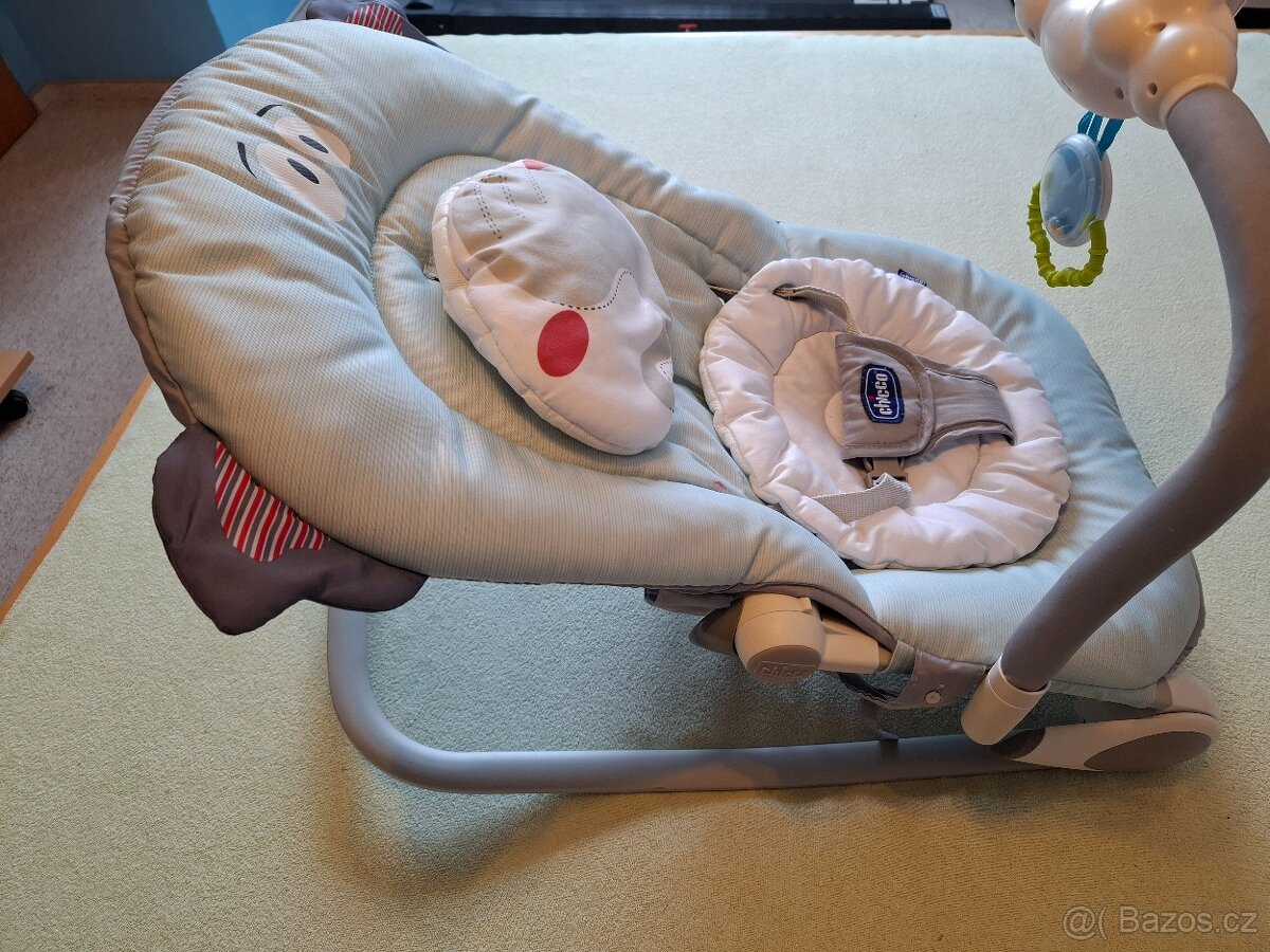 Dětské houpací lehátko s popruhy a hrající hračkou - 2