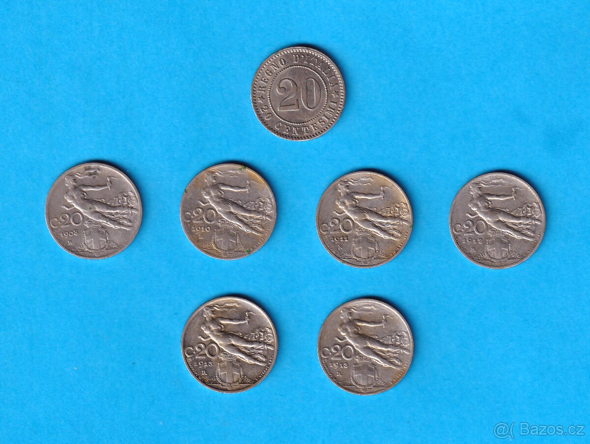 20 centesimi (7ks) - Itálie (před I.sv.válkou) - 2